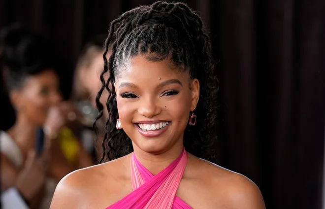 Halle Bailey poses at the 2024 Essence Black Women in Hollywood Awards in downtown Los Angeles on Thursday.