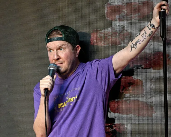 Comedian Nick Swardson performs at the Dusted Company Comedy Show at Ice House Comedy Club on December 29, 2023 in Pasadena, California.  A few months later, during the first weekend in March, Swardson was escorted off stage for 20 minutes for a set at a venue in Beaver Creek, Colorado.
