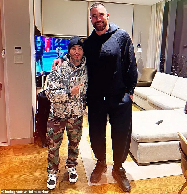 Travis Kelce showed off a new cut with hairstylist Willis Orengo in Philadelphia on Saturday